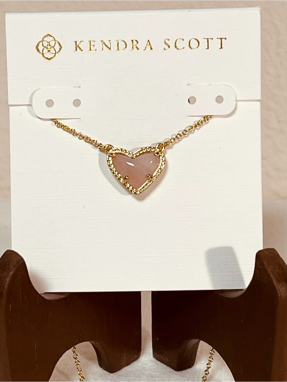 Kendra Scott Gold Necklace with Light Pink Heart Pendant